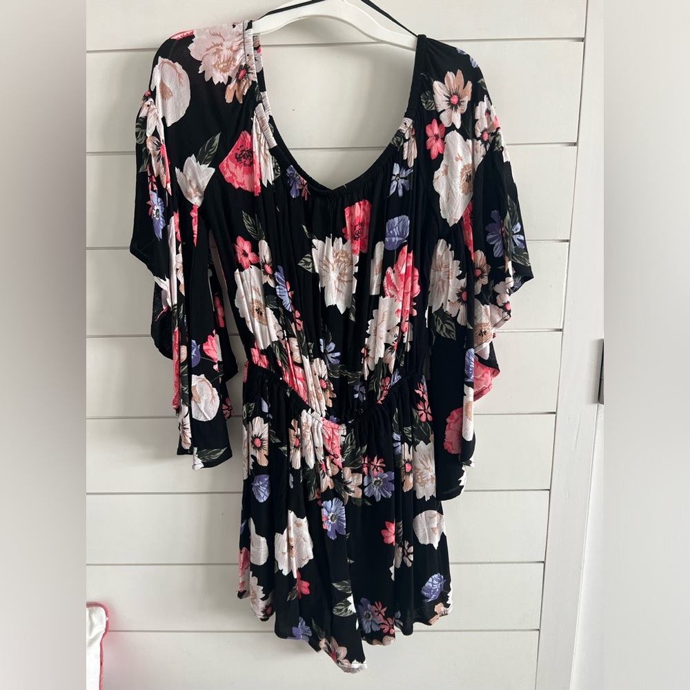 Black floral romper